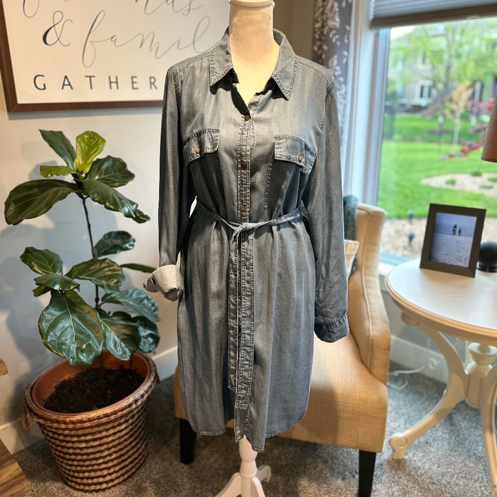 Michael Kors Denim Shirtdress, Sz L, New without Tags